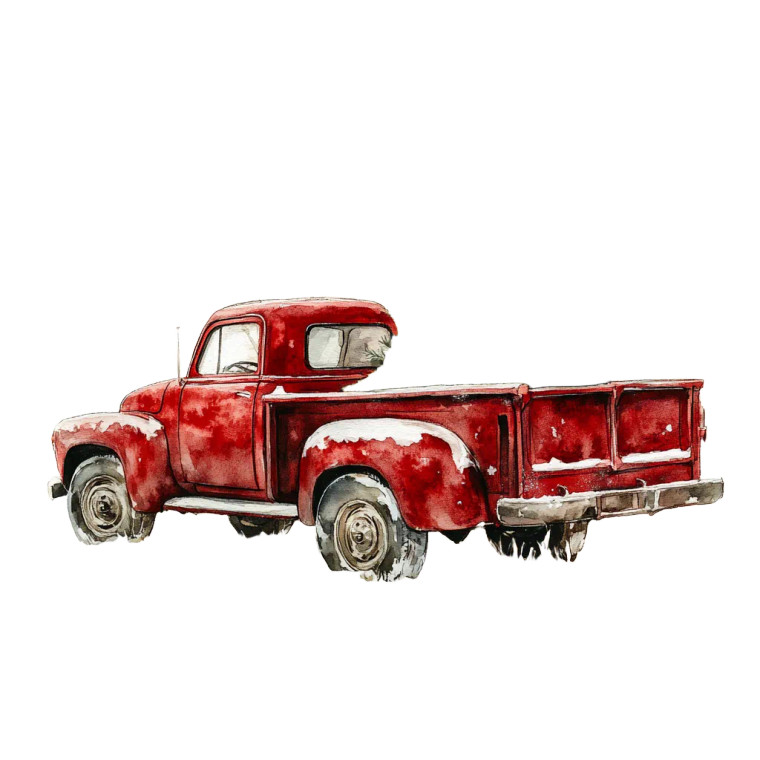 Old Red Pickup V2 Vinyl Car Decal Sticker – Waterproof & UV-Resistant 8"
