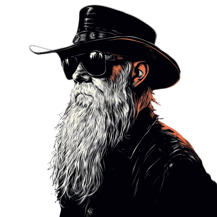 Billy Gibbons Comic Vinyl Car Decal Sticker – Waterproof & UV-Resistant 8"