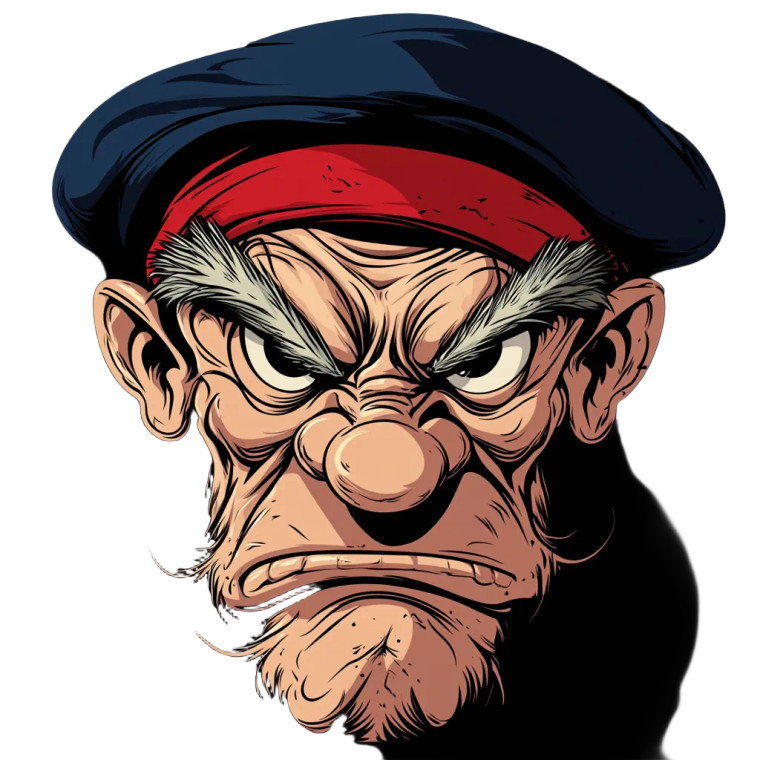 Popeye Horror Face Vinyl Car Decal Sticker – Waterproof & UV-Resistant 8"