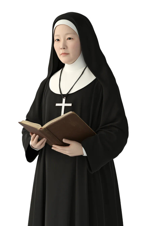 Korean Nun Portrait Vinyl Car Decal Sticker – Waterproof & UV-Resistant 8"