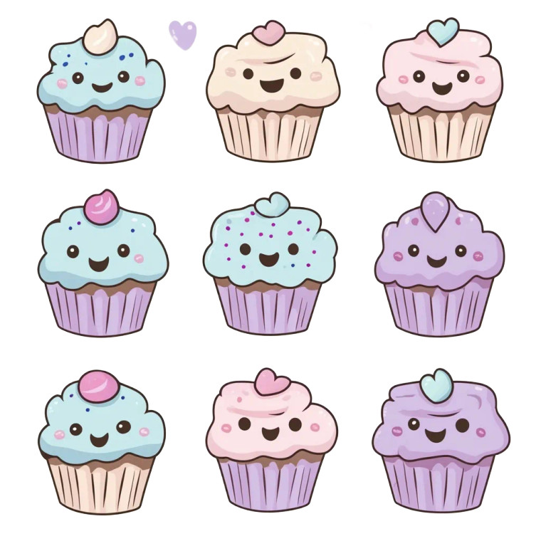 Kawaii Cupcake Stickers Vinyl Car Decal Sticker – Waterproof & UV-Resistant 8"