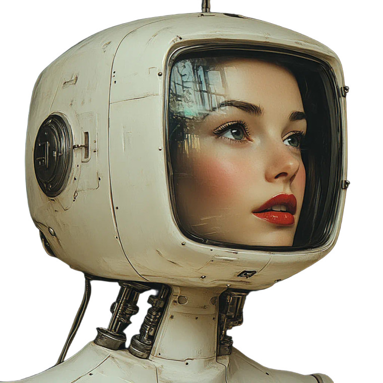 Retro-Futuristic Tv Robot Vinyl Car Decal Sticker – Waterproof & UV-Resistant 8"