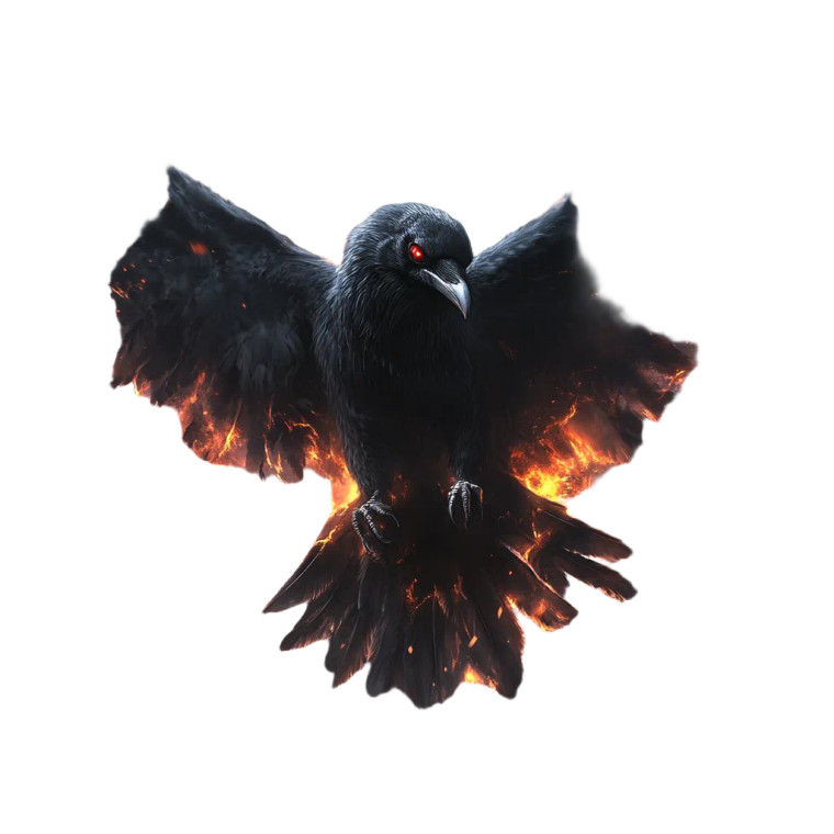 Fiery Raven Vinyl Car Decal Sticker – Waterproof & UV-Resistant 8"