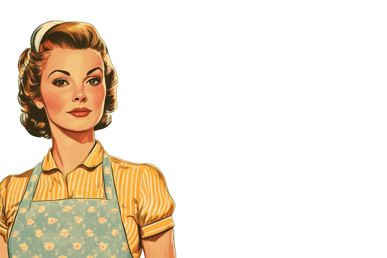 Retro Housewife Silhouette Vinyl Car Decal Sticker – Waterproof & UV-Resistant 8"