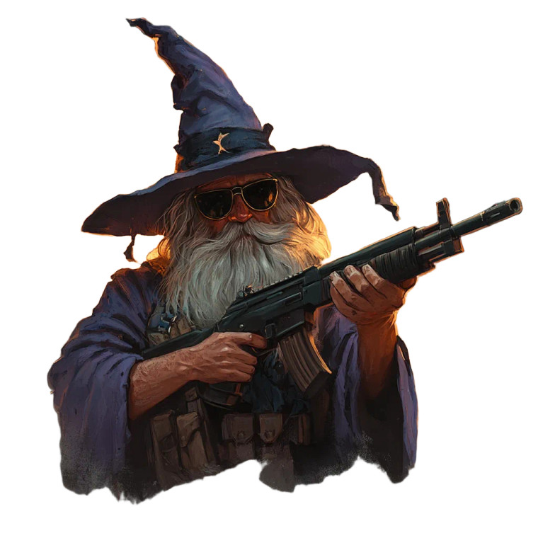Wizard With M16 Vinyl Car Decal Sticker – Waterproof & UV-Resistant 8"