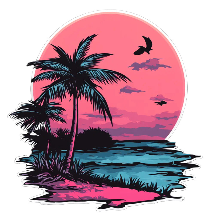 Beach Retro Sticker Vinyl Car Decal Sticker – Waterproof & UV-Resistant 8"