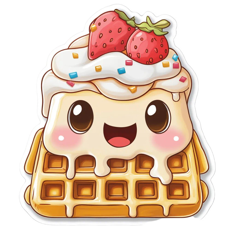Cute Waffle Sticker V2 Vinyl Car Decal Sticker – Waterproof & UV-Resistant 8"