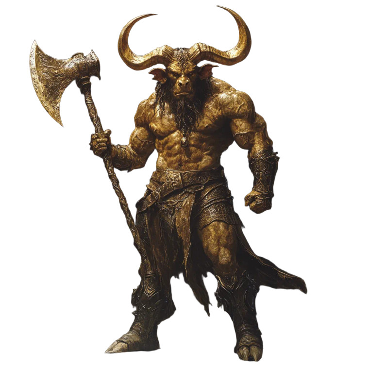 Golden Minotaur Warrior Vinyl Car Decal Sticker – Waterproof & UV-Resistant 8"