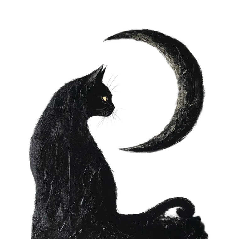 Black Cat Moon V2 Vinyl Car Decal Sticker – Waterproof & UV-Resistant 8"