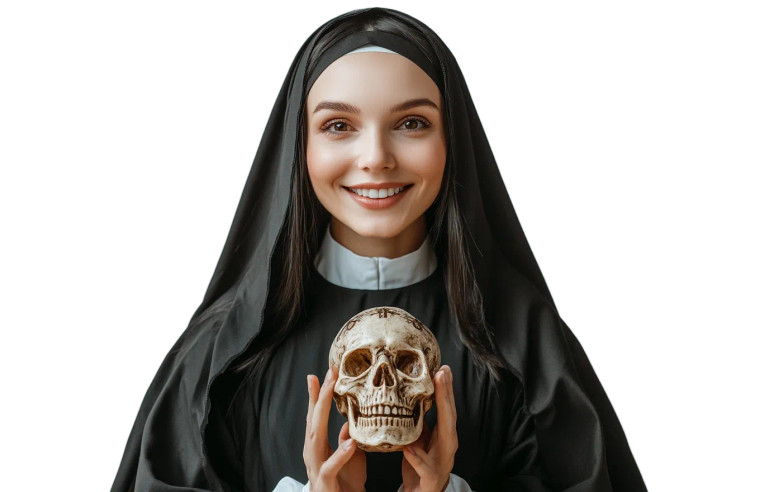 Smiling Nun Vinyl Car Decal Sticker – Waterproof & UV-Resistant 8"