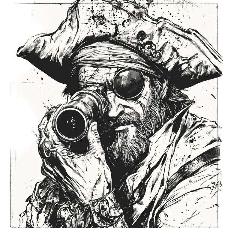 One-Eyed Pirate Vinyl Car Decal Sticker – Waterproof & UV-Resistant 8"