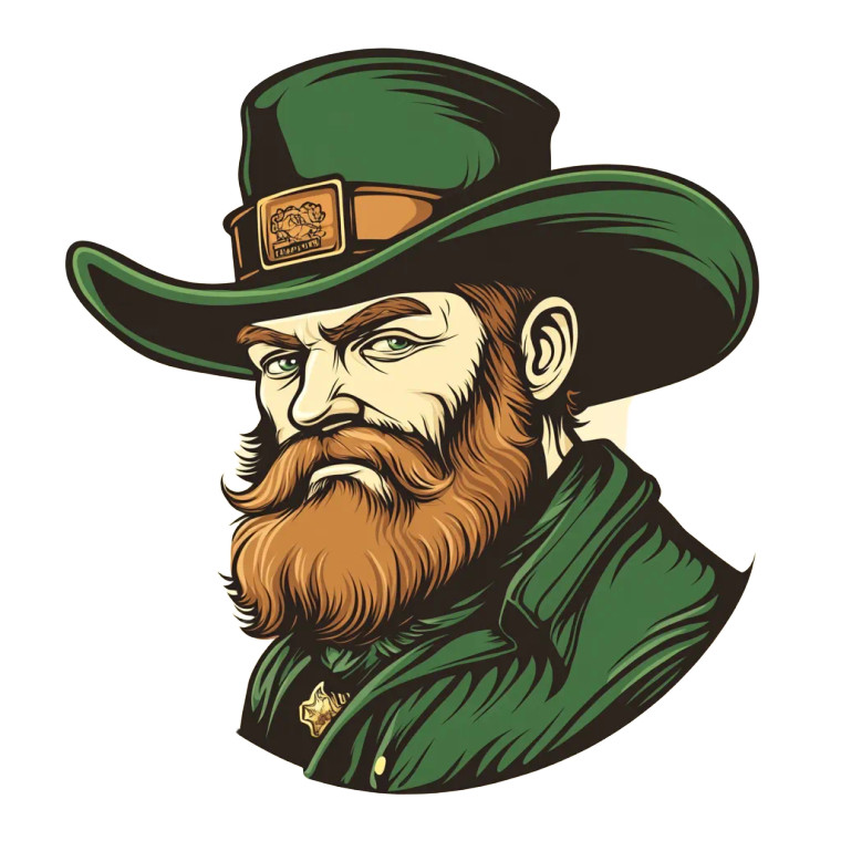 Cowboy Leprechaun Logo Vinyl Car Decal Sticker – Waterproof & UV-Resistant 8"