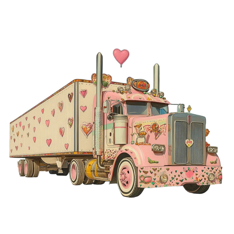 Surreal Pink Semi Vinyl Car Decal Sticker – Waterproof & UV-Resistant 8"