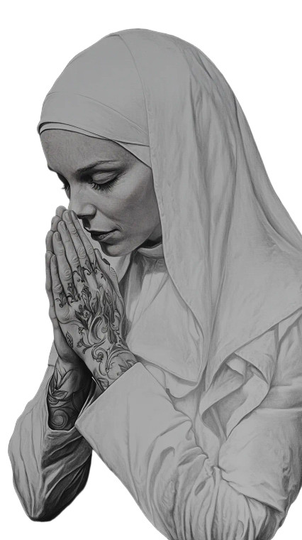 Tattooed Nun Praying Vinyl Car Decal Sticker – Waterproof & UV-Resistant 8"