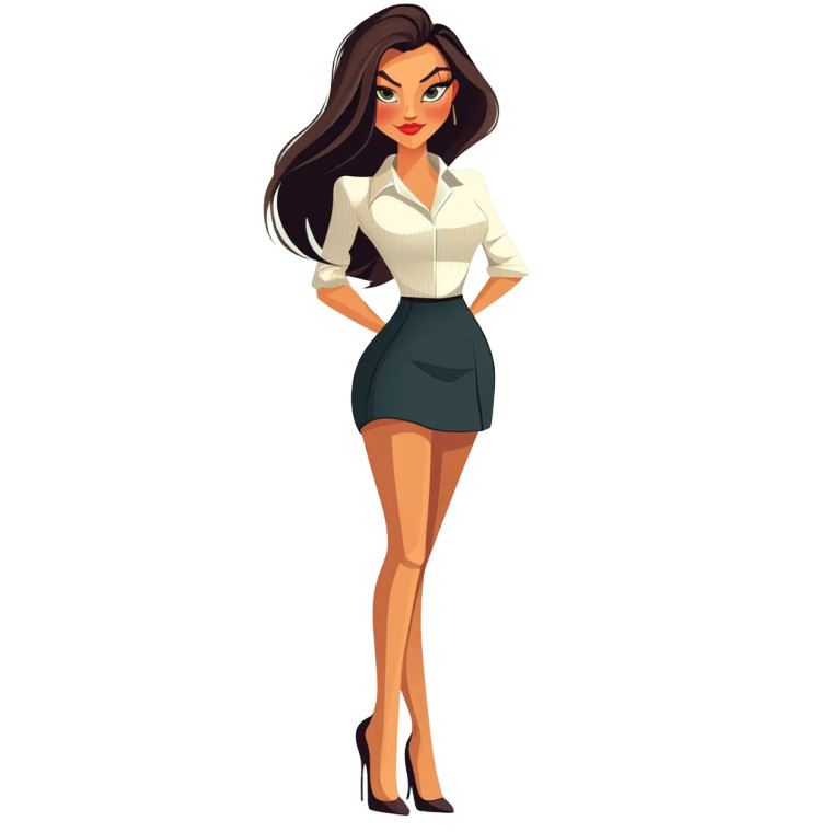 Cartoon Woman V2 Vinyl Car Decal Sticker – Waterproof & UV-Resistant 8"