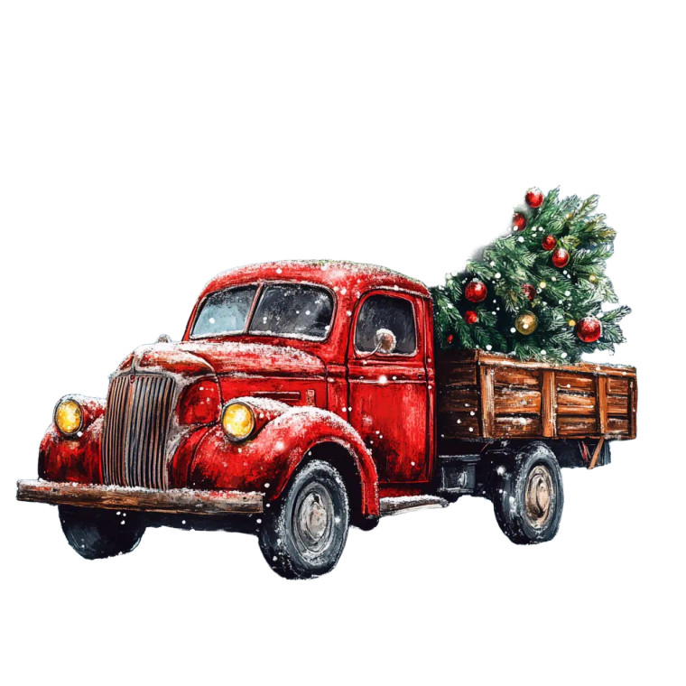 Festive Vintage Truck Vinyl Car Decal Sticker – Waterproof & UV-Resistant 8" Festive Vintage Truck Vinyl Car Decal Sticker – Waterproof & UV-Resistant 8"