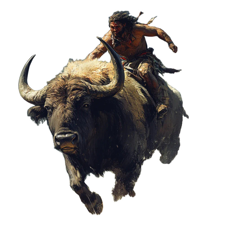 Buffalo Riding Man Vinyl Car Decal Sticker – Waterproof & UV-Resistant 8"