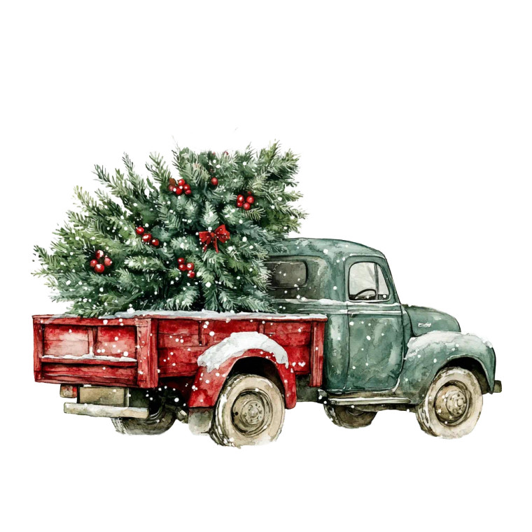 Christmas Tree Truck Vinyl Car Decal Sticker – Waterproof & UV-Resistant 8"