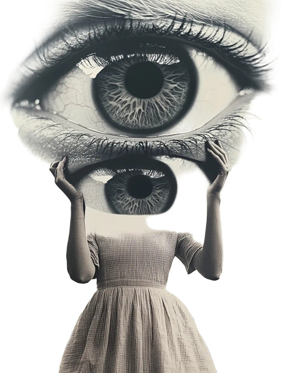 Surreal Collage Portrait Vinyl Car Decal Sticker – Waterproof & UV-Resistant 8"