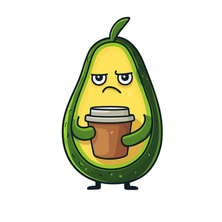 Grumpy Avocado Coffee Vinyl Car Decal Sticker – Waterproof & UV-Resistant 8"