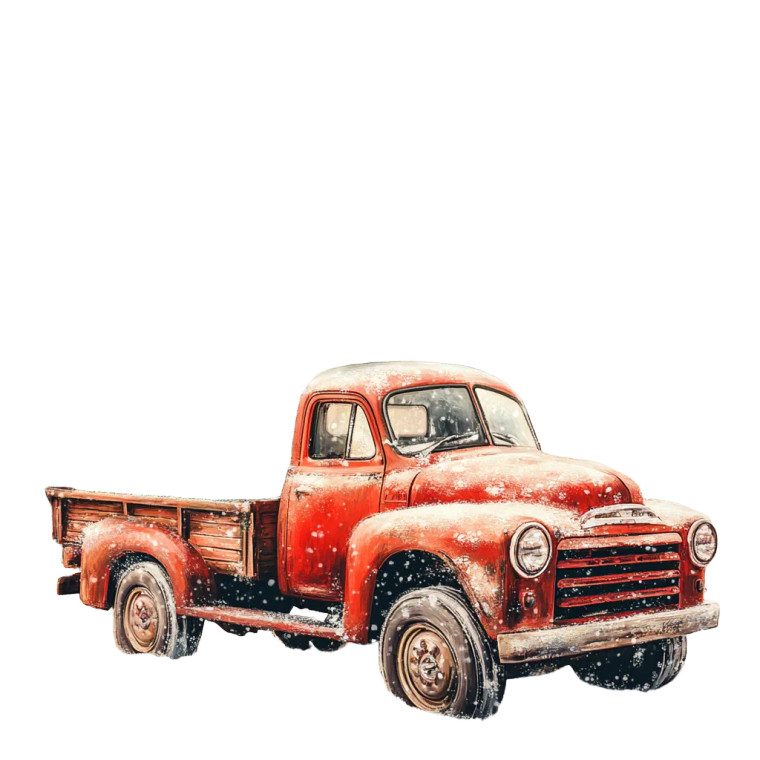Vintage Christmas Truck V8 Vinyl Car Decal Sticker – Waterproof & UV-Resistant 8"