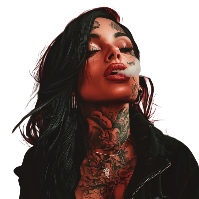 Tattooed Smoke Woman Vinyl Car Decal Sticker – Waterproof & UV-Resistant 8"