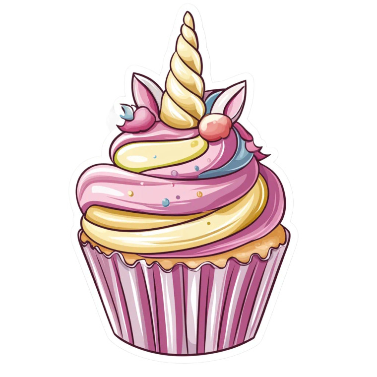 Unicorn Cupcake Sticker Vinyl Car Decal Sticker – Waterproof & UV-Resistant 8"
