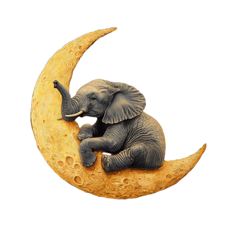 Elephant On Moon Vinyl Car Decal Sticker – Waterproof & UV-Resistant 8"