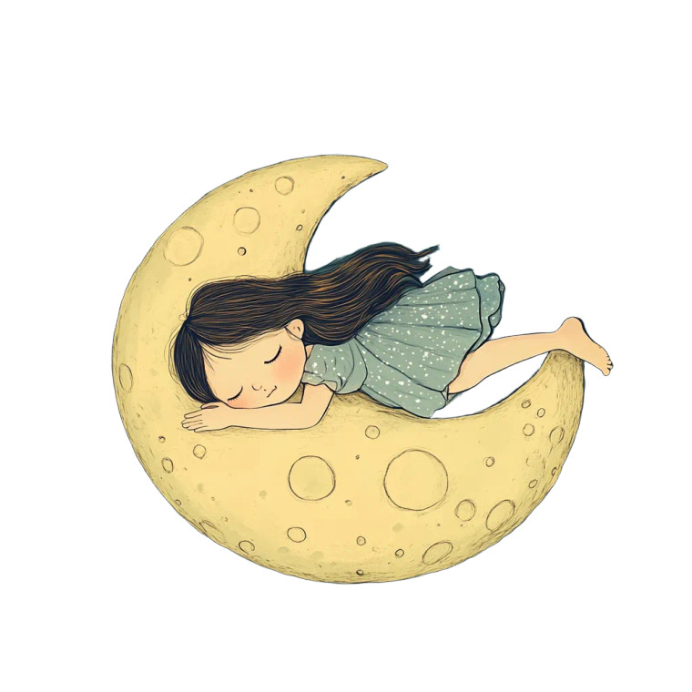 Sleeping Girl Moon Vinyl Car Decal Sticker – Waterproof & UV-Resistant 8"