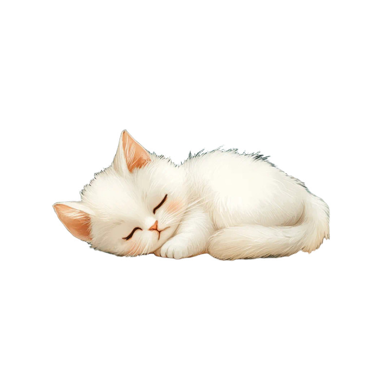 Sleeping Fluffy Kitty Vinyl Car Decal Sticker – Waterproof & UV-Resistant 8"