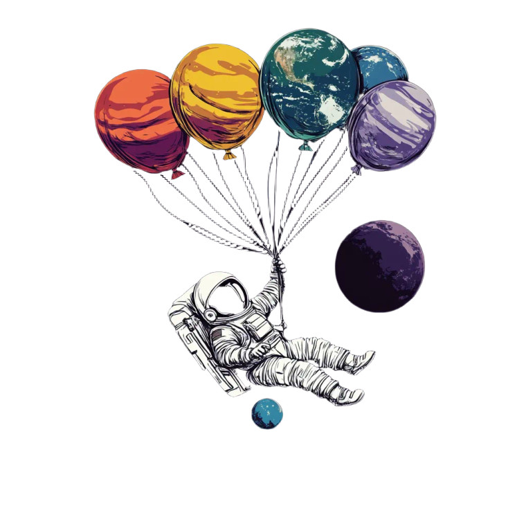 Astronaut With Planets V2 Vinyl Car Decal Sticker – Waterproof & UV-Resistant 8"