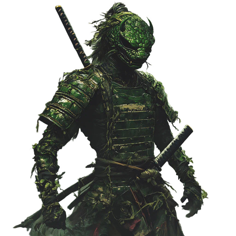 Green Yokai Samurai Vinyl Car Decal Sticker – Waterproof & UV-Resistant 8"