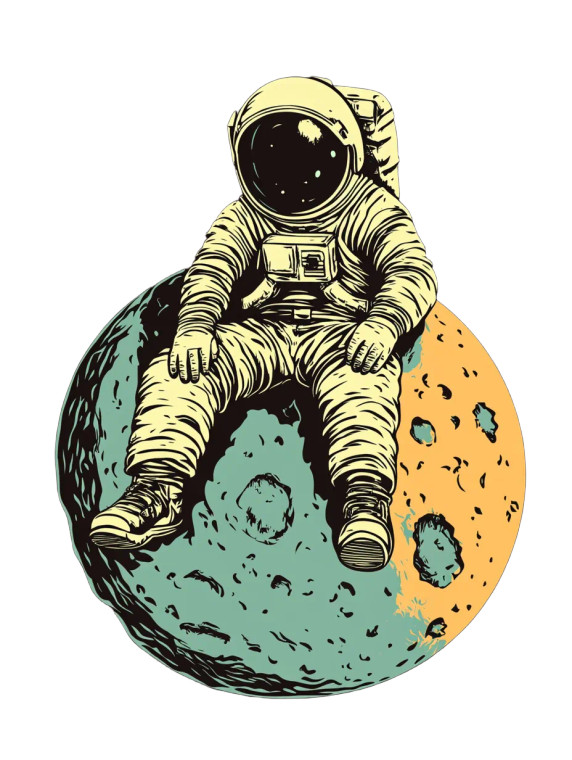 Cartoonish Astronaut Vinyl Car Decal Sticker – Waterproof & UV-Resistant 8"