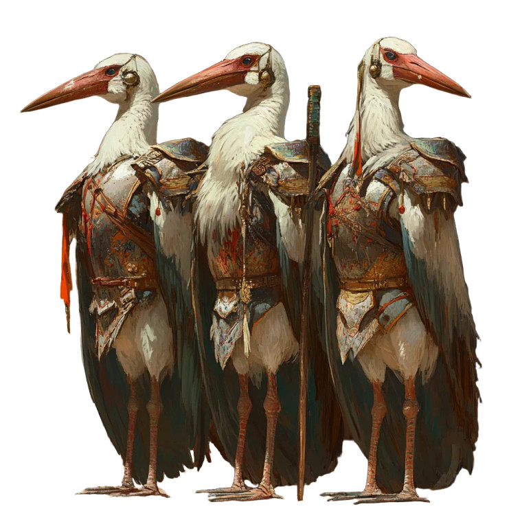 Armored Stork Guards Vinyl Car Decal Sticker – Waterproof & UV-Resistant 8"