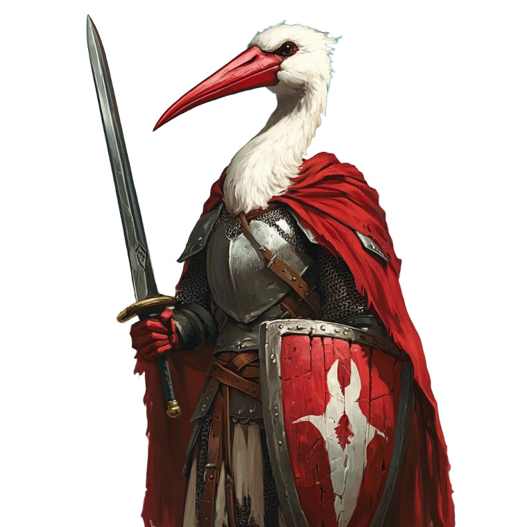 Armored Stork Warrior Vinyl Car Decal Sticker – Waterproof & UV-Resistant 8"