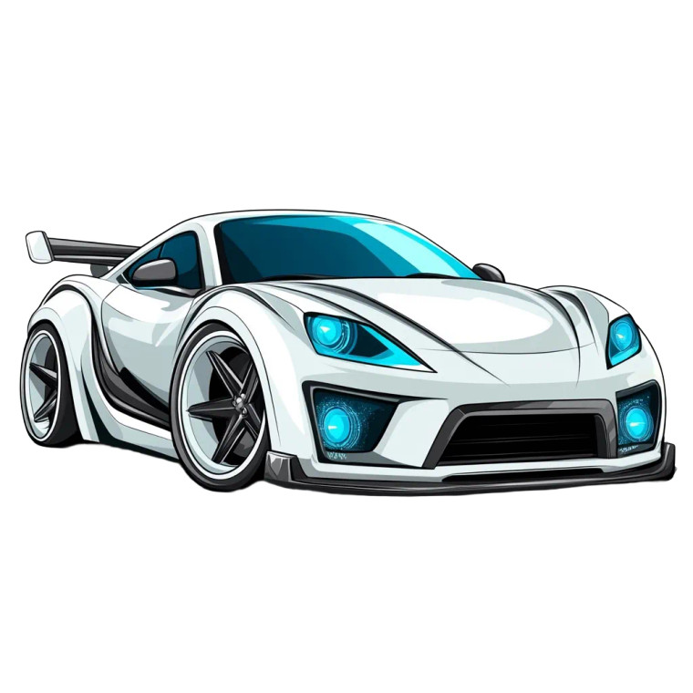 Sport Car Illustration Vinyl Car Decal Sticker – Waterproof & UV-Resistant 8"