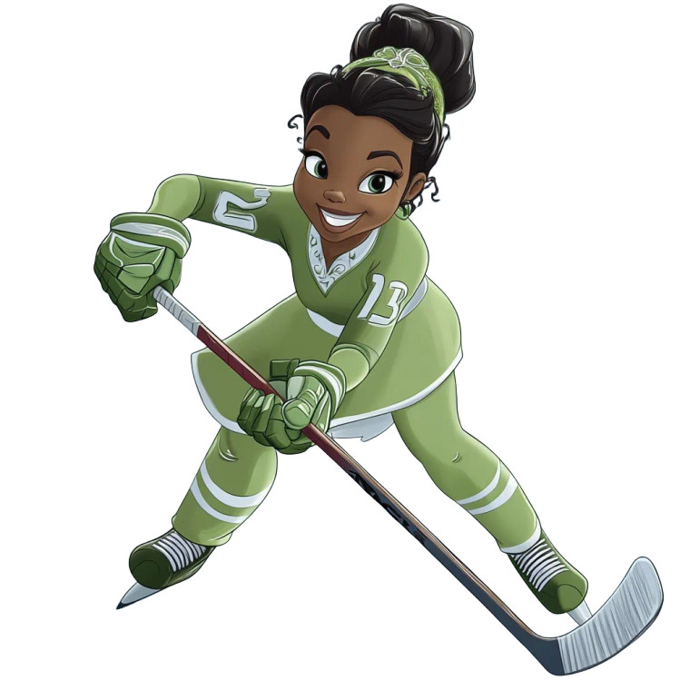 Princess Tiana Hockey Vinyl Car Decal Sticker – Waterproof & UV-Resistant 8"