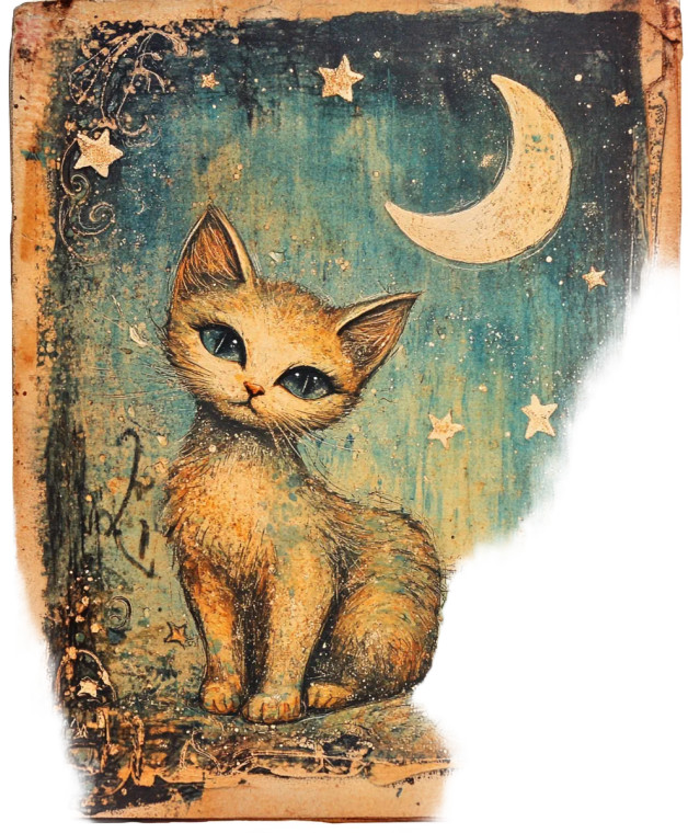 Celestial Cat Journal Vinyl Car Decal Sticker – Waterproof & UV-Resistant 8"