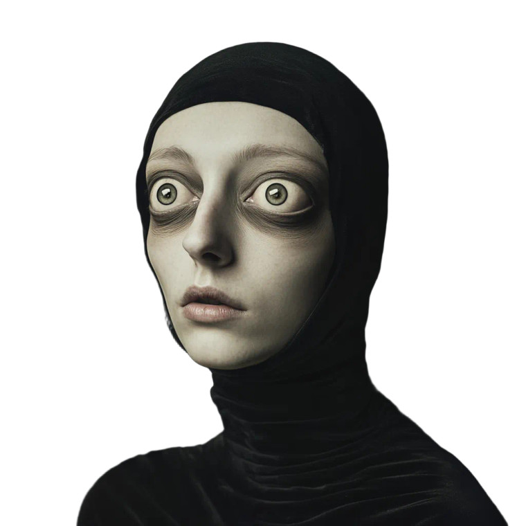 Surreal Seven-Eyed Woman Vinyl Car Decal Sticker – Waterproof & UV-Resistant 8"