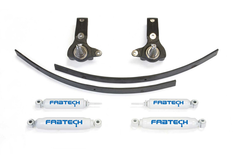 Dominant 3 Inch Lift Kit Suspension | Fabtech Motorsports Spindle System | Black Components/ White Shocks