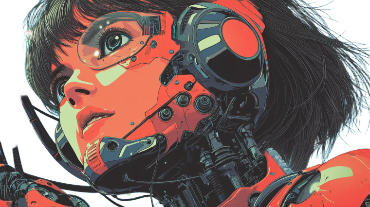 Cyborg Girl Vinyl Car Decal Sticker – Waterproof & UV-Resistant 8"