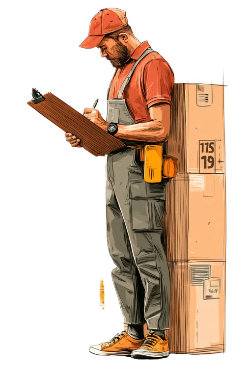 Delivery Man Measuring Vinyl Car Decal Sticker – Waterproof & UV-Resistant 8"