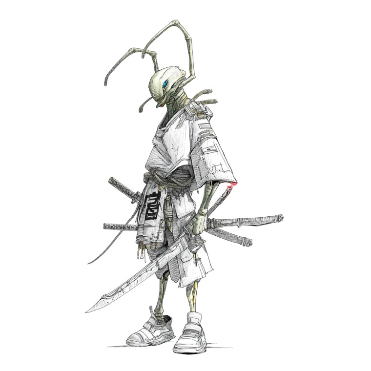 Alien Samurai Design Vinyl Car Decal Sticker – Waterproof & UV-Resistant 8"