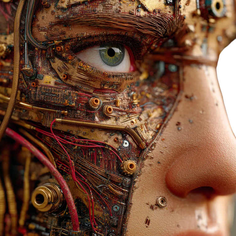 Cyborg Face Closeup Vinyl Car Decal Sticker – Waterproof & UV-Resistant 8"