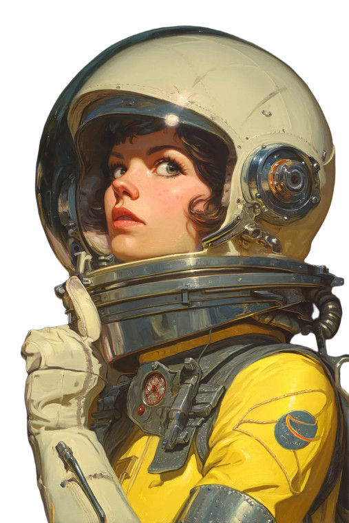 Retro Futurism Astronaut Vinyl Car Decal Sticker – Waterproof & UV-Resistant 8"