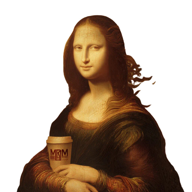 Mona Lisa With Coffee Vinyl Car Decal Sticker – Waterproof & UV-Resistant 8"