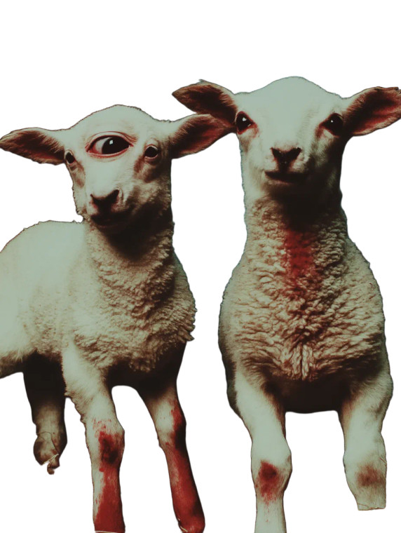 Two-Headed Lamb Vinyl Car Decal Sticker – Waterproof & UV-Resistant 8"
