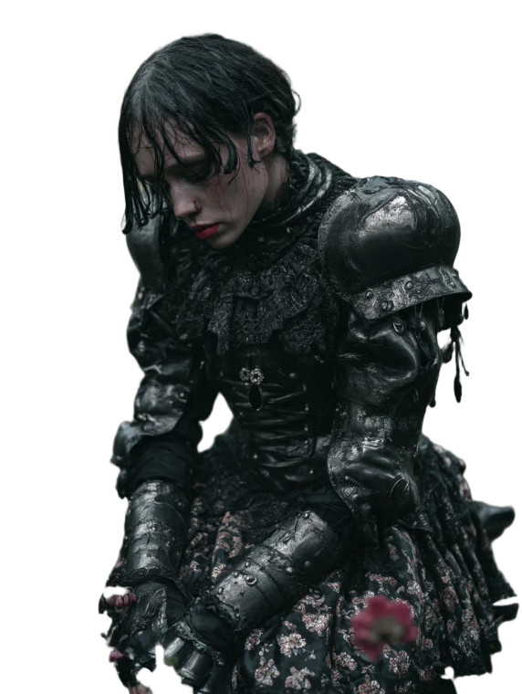 Gothic Armor Female Vinyl Car Decal Sticker – Waterproof & UV-Resistant 8"