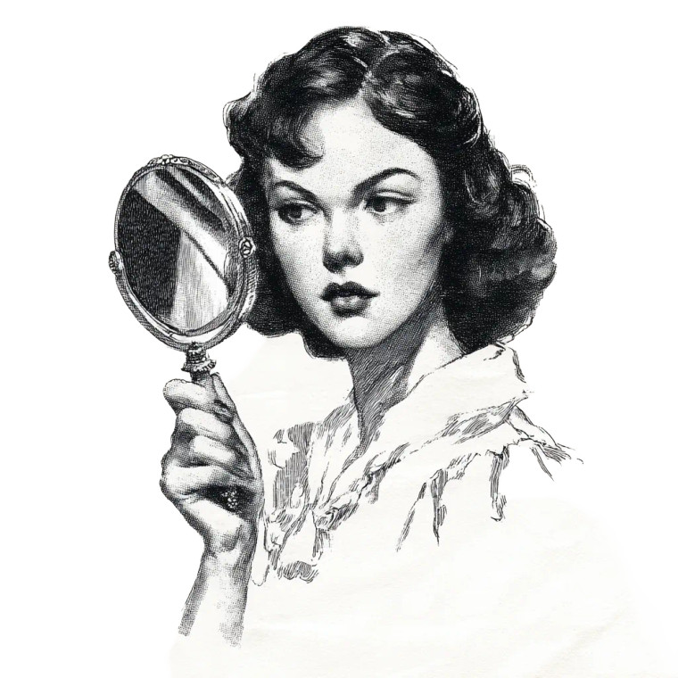 Vintage Hand Mirror Vinyl Car Decal Sticker – Waterproof & UV-Resistant 8"