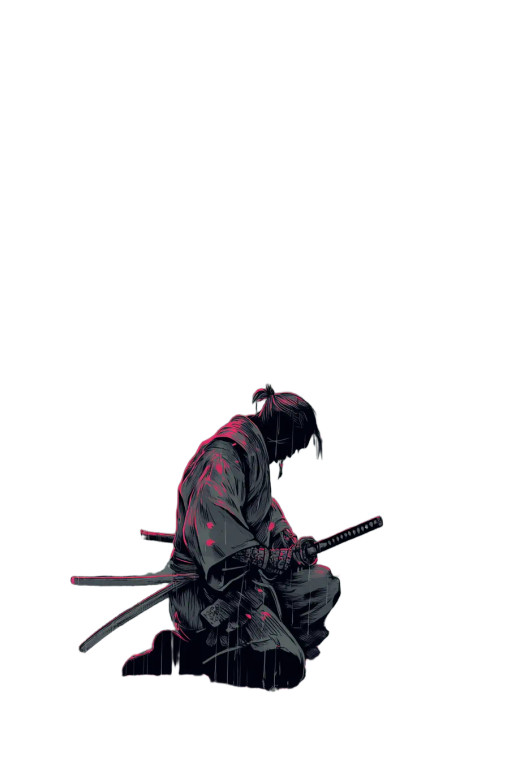 Kneeling Samurai Vinyl Car Decal Sticker – Waterproof & UV-Resistant 8"